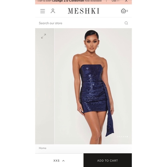 BNWT Meshki navy sequinned Selma mini dress - Picture 7 of 10